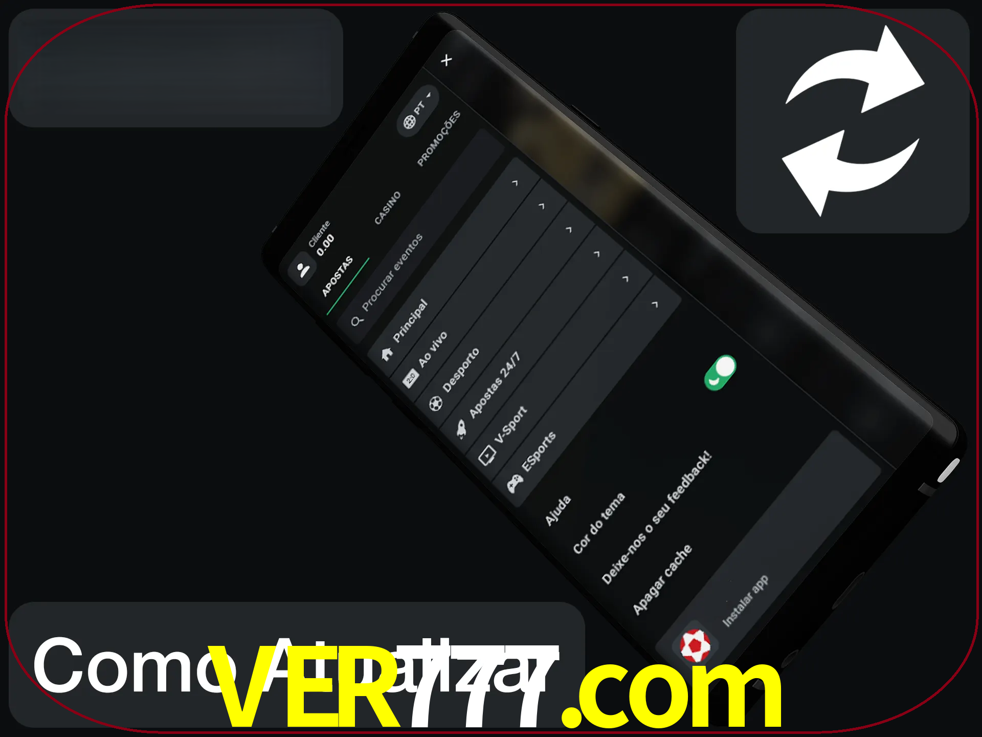 O aplicativo é atualizado automaticamente quando você faz o login.