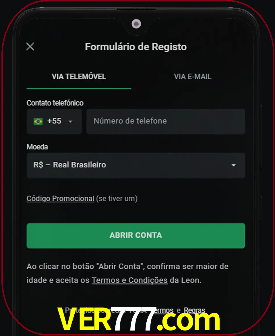 Abra o aplicativo e inicie o processo de registro.