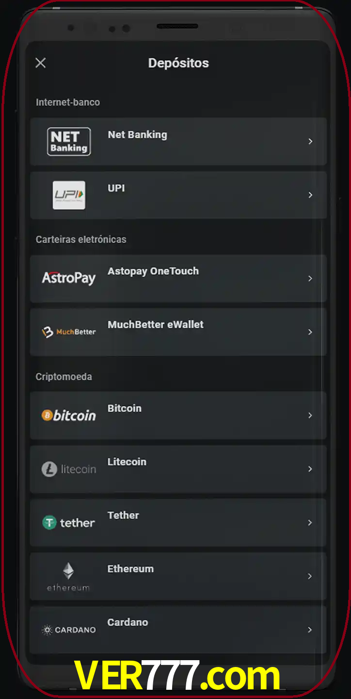Você pode usar métodos alternativos de depósito.